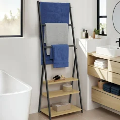 IDMarket Porte-serviettes industriel 3 niveaux* Accessoires Salle De Bain|Collection Industrielle