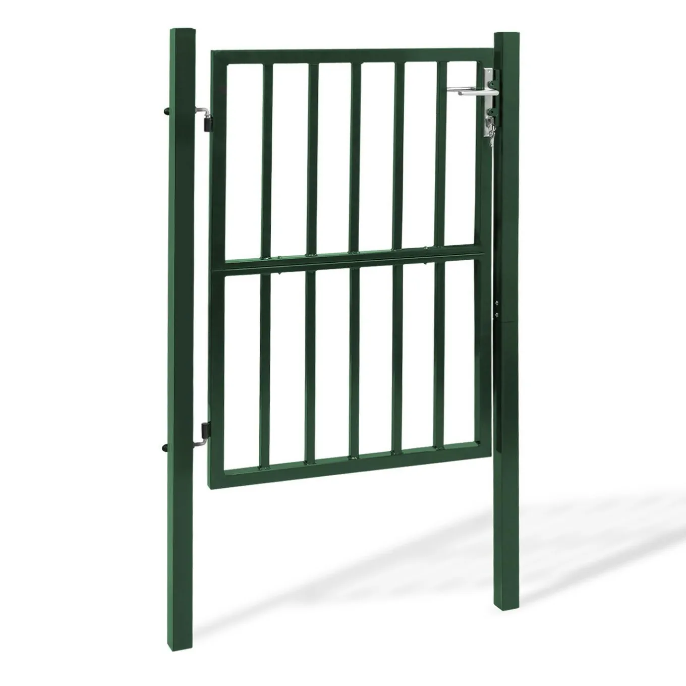 IDMarket Portillon de jardin barreaudé en acier vert 105 x 125 CM avec serrure et poignée* Portail Et Portillon|Protection Du Jardin