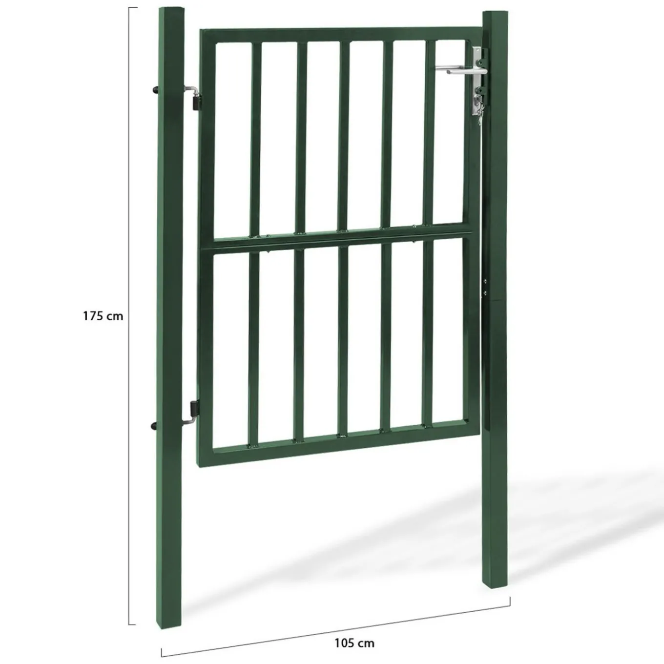 IDMarket Portillon de jardin barreaudé en acier vert 105 x 125 CM avec serrure et poignée* Portail Et Portillon|Protection Du Jardin