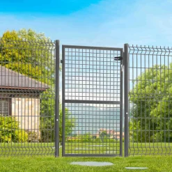 IDMarket Portillon gris anthracite jardin en acier 105 x 125 cm* Accessoires Animaux|Entretien Du Jardin Et Accessoires