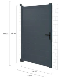 IDMarket Portillon 100x160 cm en aluminium gris anthracite* Portail Et Portillon
