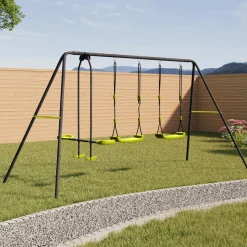 IDMarket Portique balançoire 3 agrès pour jardin extérieur*Enfant Jeux Enfant|Loisirs Et Jeux D'Exterieur