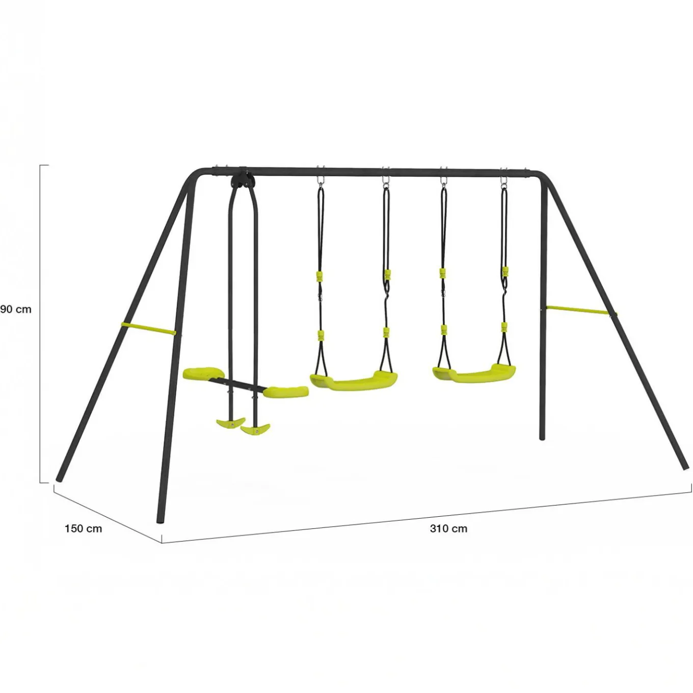 IDMarket Portique balançoire 3 agrès pour jardin extérieur*Enfant Jeux Enfant|Loisirs Et Jeux D'Exterieur