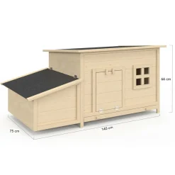 IDMarket Poulailler en bois 6 poules avec pondoir, toit plat et sur pilotis* Poulaillers