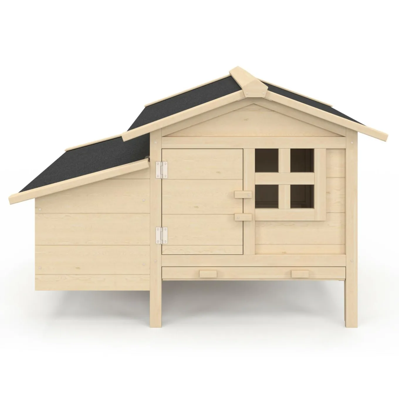 IDMarket Poulailler en bois 5 poules avec pondoir sur pilotis XXL* Poulaillers