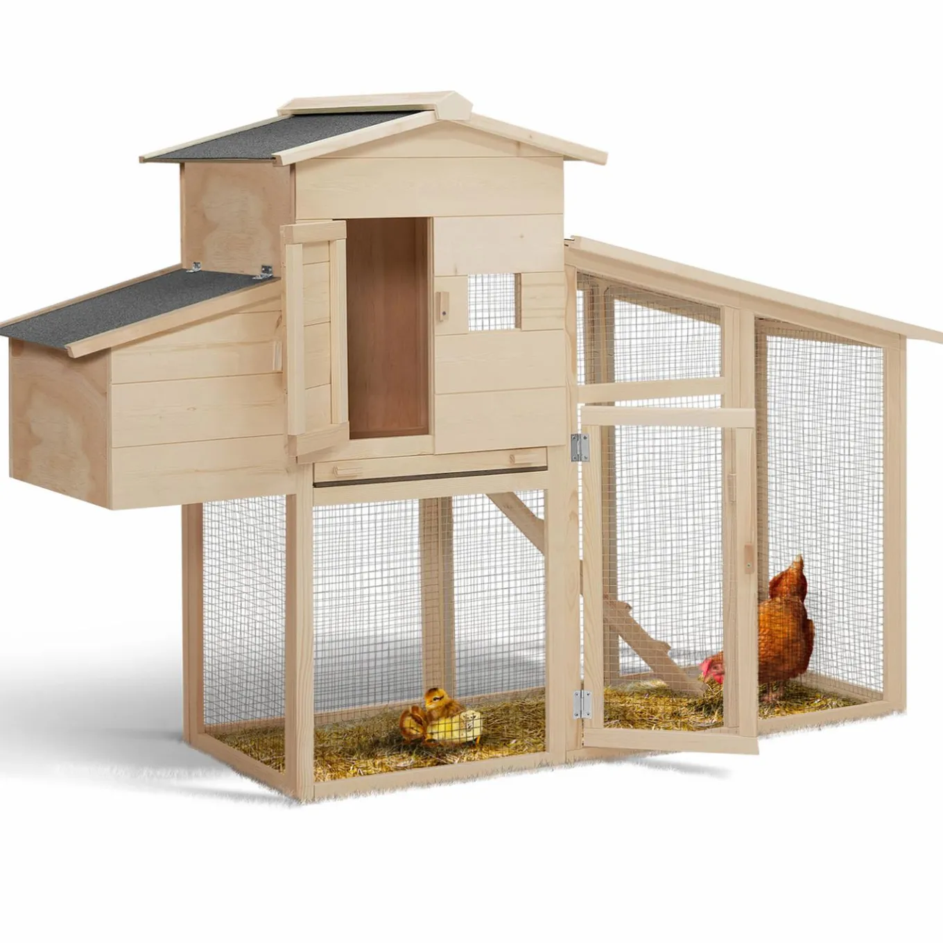 IDMarket Poulailler en bois avec pondoir* Poulaillers