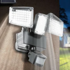 IDMarket Projecteur LED solaire 3 spots 178 LED avec détecteur de mouvement* Projecteurs Et Appliques