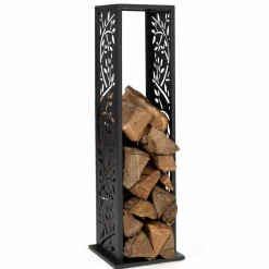 IDMarket Range bûche intérieur vertical en acier noir* Accessoires Cheminée