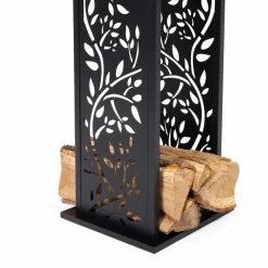 IDMarket Range bûche intérieur vertical en acier noir* Accessoires Cheminée