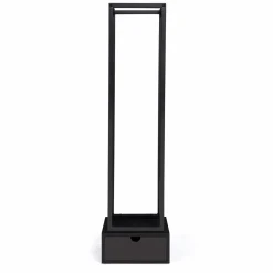 IDMarket Range bûche intérieur vertical en acier noir avec tiroir* Accessoires Cheminée