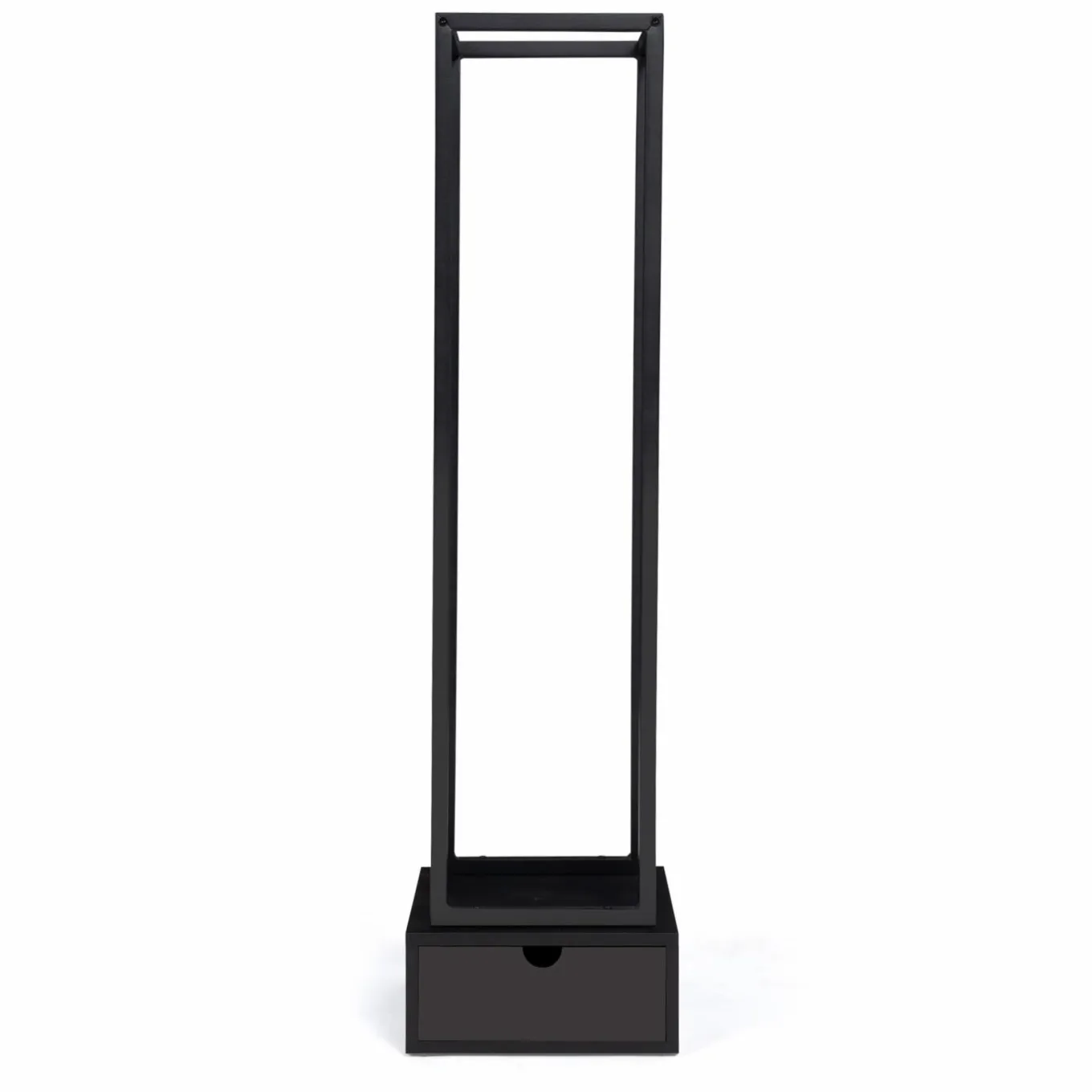 IDMarket Range bûche intérieur vertical en acier noir avec tiroir* Accessoires Cheminée