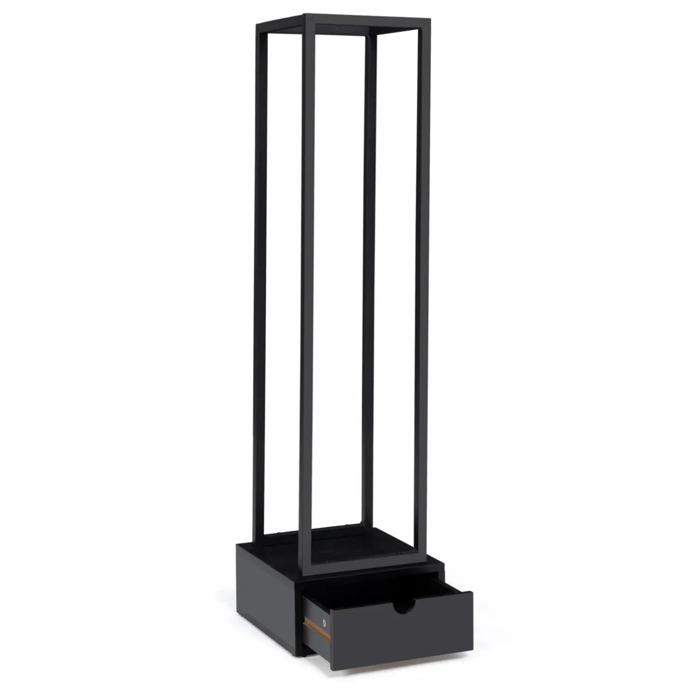 IDMarket Range bûche intérieur vertical en acier noir avec tiroir* Accessoires Cheminée