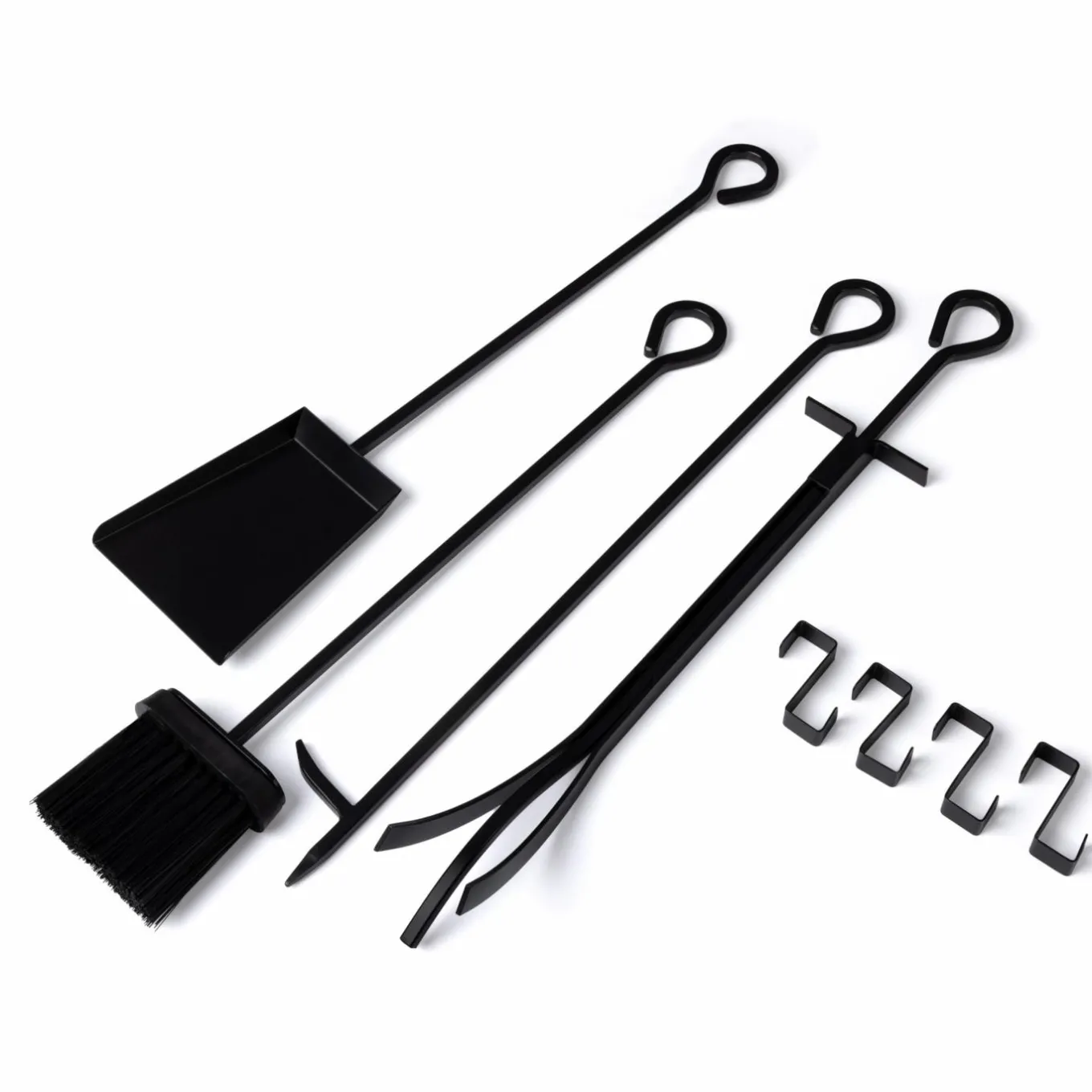 IDMarket Range bûches vertical en acier noir et accessoires* Accessoires Cheminée