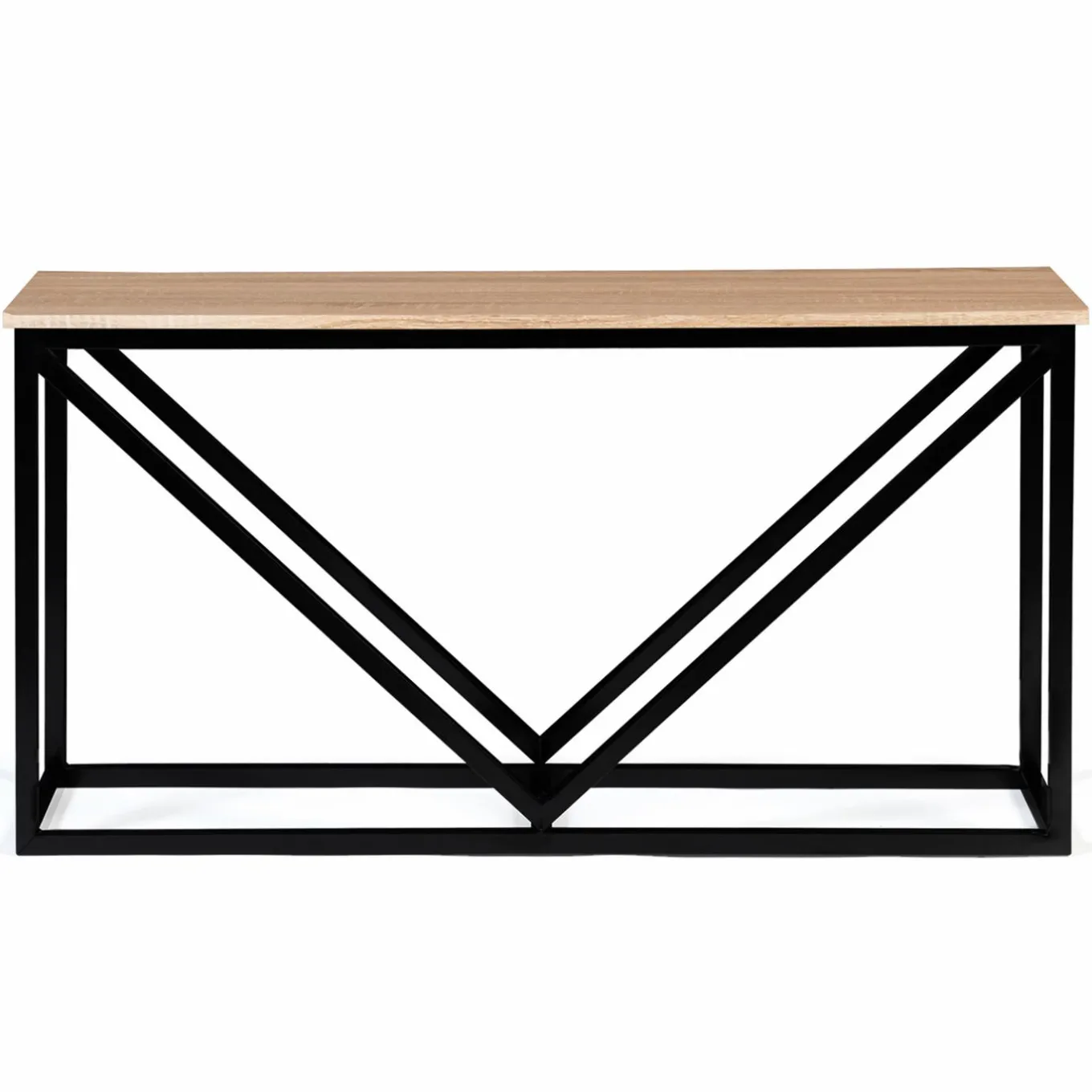 IDMarket Range-bûches intérieur horizontal en métal noir et étagère bois* Accessoires Cheminée|Stockage Du Bois