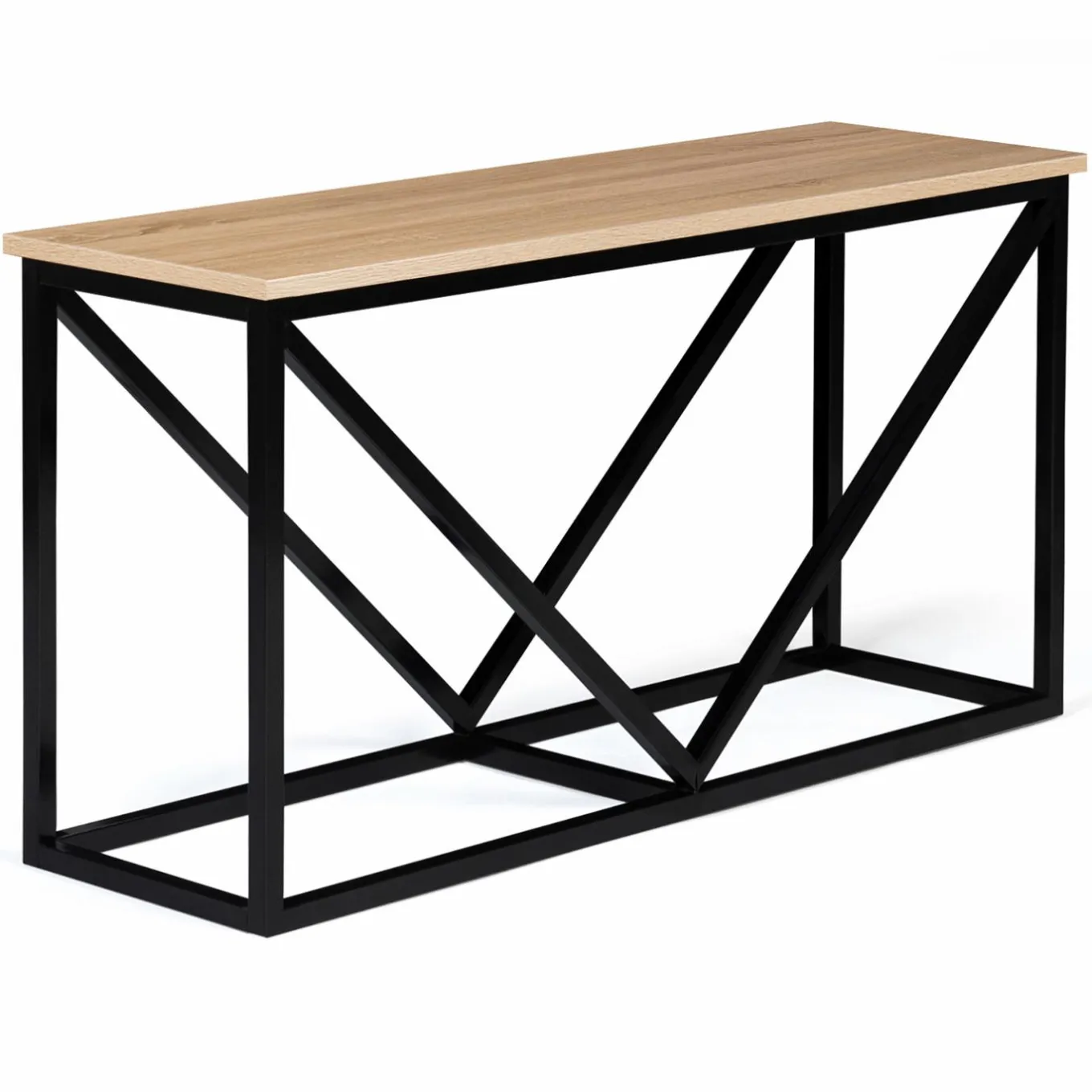 IDMarket Range-bûches intérieur horizontal en métal noir et étagère bois* Accessoires Cheminée|Stockage Du Bois