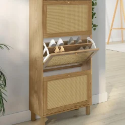 IDMarket Rangement à chaussures vintage effet cannage* Collection Cannage|Collection Vintage