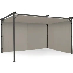 IDMarket Rideaux de 3 et 4 M avec fermeture éclair pour pergola taupe : lot de 2* Accessoires Pergolas Et Tonnelles|Pergolas