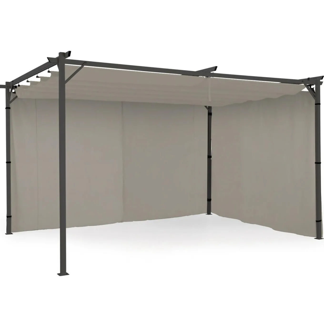 IDMarket Rideaux de 3 et 4 M avec fermeture éclair pour pergola taupe : lot de 2* Accessoires Pergolas Et Tonnelles|Pergolas