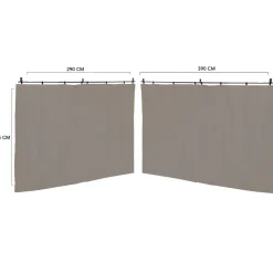 IDMarket Rideaux de 3 et 4 M avec fermeture éclair pour pergola taupe : lot de 2* Accessoires Pergolas Et Tonnelles|Pergolas