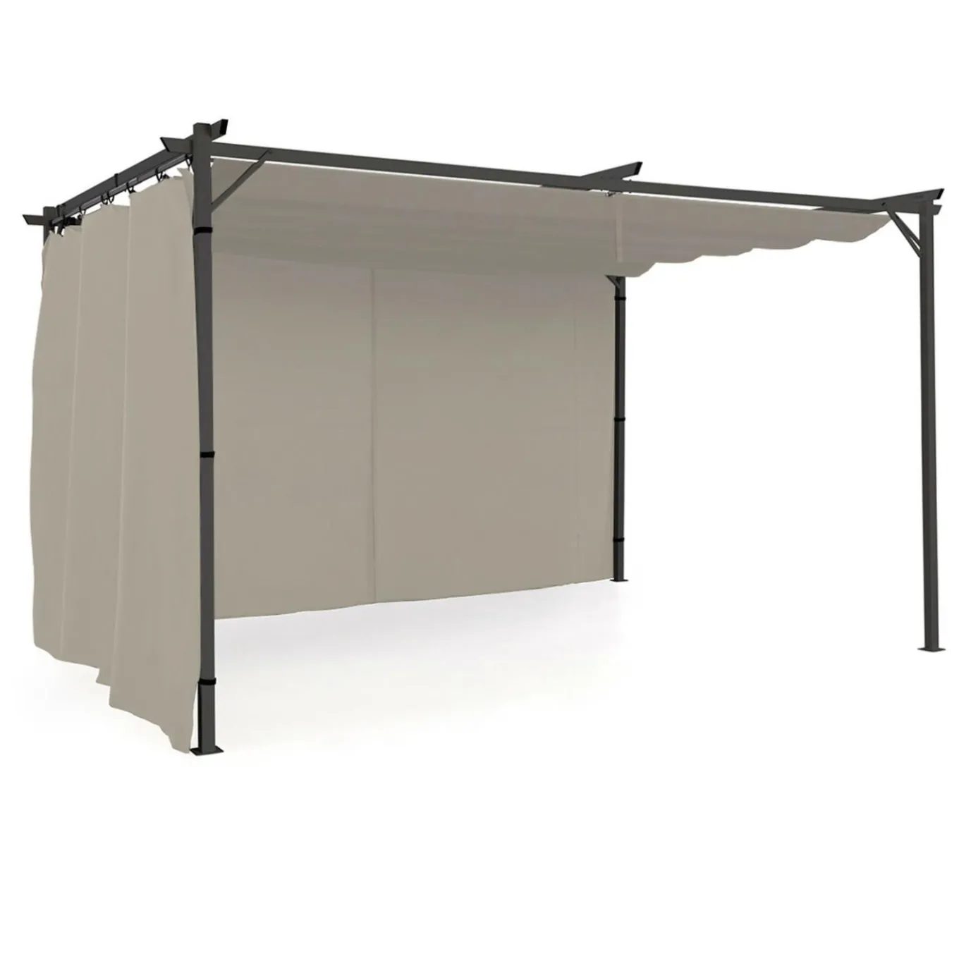 IDMarket Rideaux de 3 et 4 M avec fermeture éclair pour pergola taupe : lot de 2* Accessoires Pergolas Et Tonnelles|Pergolas