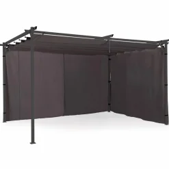 IDMarket Rideaux extérieurs pour pergola 3x4m gris* Accessoires Pergolas Et Tonnelles|Pergolas