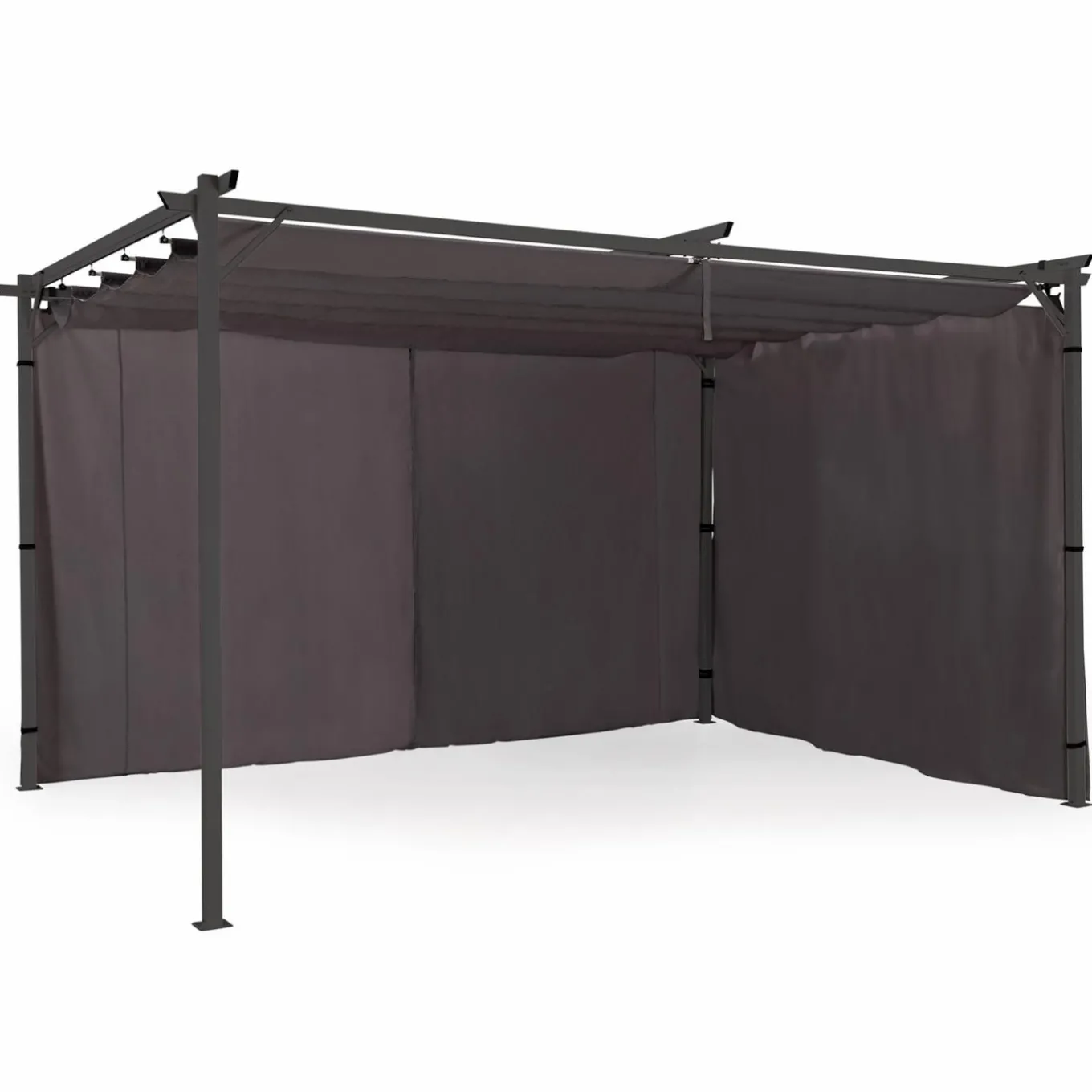 IDMarket Rideaux extérieurs pour pergola 3x4m gris* Accessoires Pergolas Et Tonnelles|Pergolas
