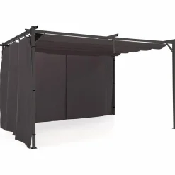 IDMarket Rideaux extérieurs pour pergola 3x4m gris* Accessoires Pergolas Et Tonnelles|Pergolas