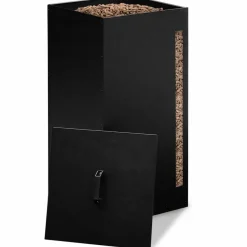 IDMarket Réservoir à granulés / pellets 4 roulettes avec tamis 30kg noir* Accessoires Cheminée