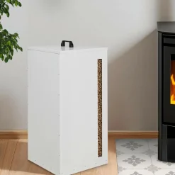 IDMarket Réservoir à granulés - rangement à pellets 45 kg blanc 36 x 36 x 76 cm* Accessoires Cheminée