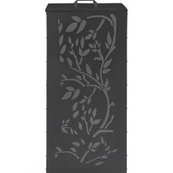 IDMarket Réservoir à granulés - rangement à pellets 45 kg noir motif floral 36 x 36 x 76 cm* Accessoires Cheminée