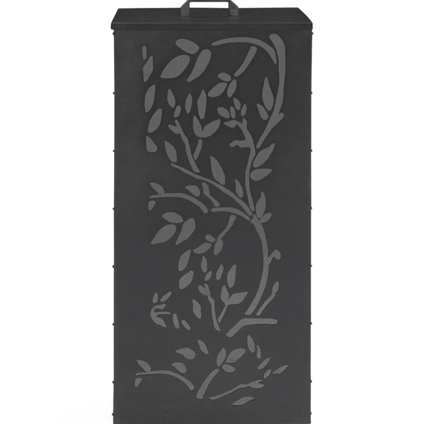 IDMarket Réservoir à granulés - rangement à pellets 45 kg noir motif floral 36 x 36 x 76 cm* Accessoires Cheminée