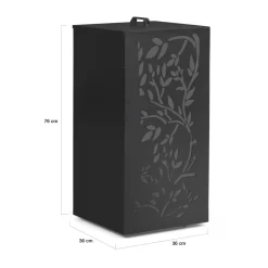 IDMarket Réservoir à granulés - rangement à pellets 45 kg noir motif floral 36 x 36 x 76 cm* Accessoires Cheminée