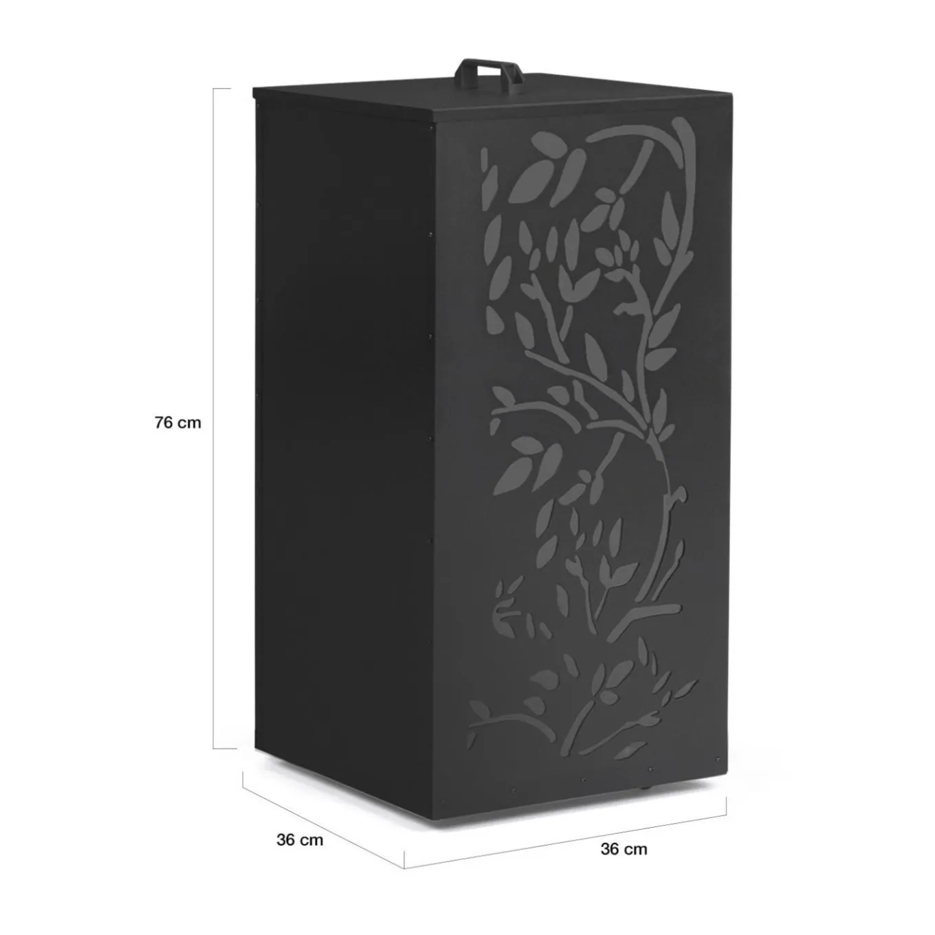IDMarket Réservoir à granulés - rangement à pellets 45 kg noir motif floral 36 x 36 x 76 cm* Accessoires Cheminée
