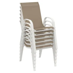 IDMarket Salon de jardin 10 personnes blanc et beige 240 cm* Salons De Jardin