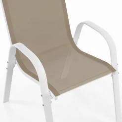 IDMarket Salon de jardin 10 personnes blanc et beige 240 cm* Salons De Jardin