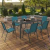 IDMarket Salon de jardin 6 personnes chaises empilables bleu canard table 150 cm* Salons De Jardin