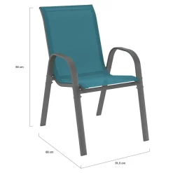IDMarket Salon de jardin 6 personnes chaises empilables bleu canard table 150 cm* Salons De Jardin
