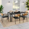 IDMarket Salon de jardin 6 personnes avec chaises noir et rotin clair* Salons De Jardin