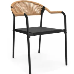 IDMarket Salon de jardin 6 personnes avec chaises noir et rotin clair* Salons De Jardin