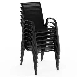 IDMarket Salon de jardin 10 personnes table 240 cm et chaises empilables noires* Salons De Jardin