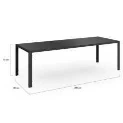 IDMarket Salon de jardin 10 personnes table 240 cm et chaises empilables noires* Salons De Jardin