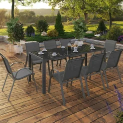 IDMarket Salon de jardin avec 8 chaises empilables* Salons De Jardin