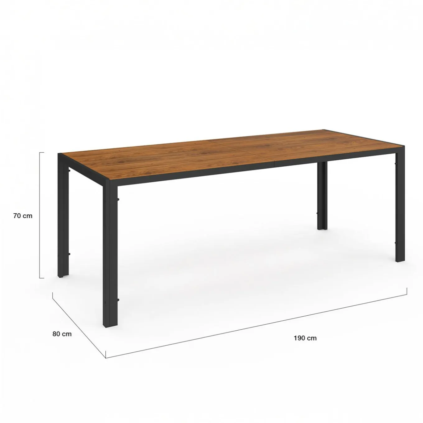 IDMarket Salon de jardin avec plateau effet bois et chaises empilables noir et bois* Salons De Jardin