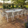 IDMarket Salon de jardin avec table extensible 135-270 cm et 12 chaises empilables blanc et beige* Salons De Jardin