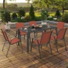 IDMarket Salon de jardin avec table 150 cm et 6 chaises empilables terracotta et acier* Salons De Jardin
