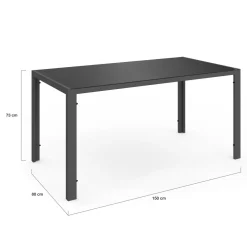 IDMarket Salon de jardin avec table 150 cm et 6 chaises empilables terracotta et acier* Salons De Jardin