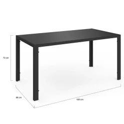 IDMarket Salon de jardin avec table 150 cm et 6 chaises empilables noir et acier* Salons De Jardin
