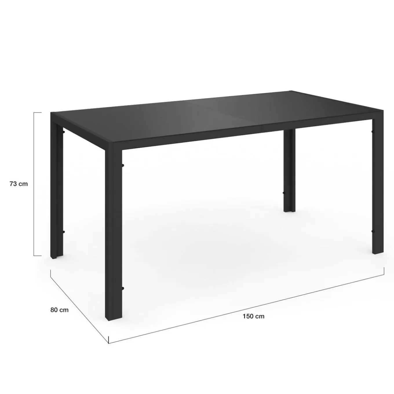 IDMarket Salon de jardin avec table 150 cm et 6 chaises empilables noir et acier* Salons De Jardin