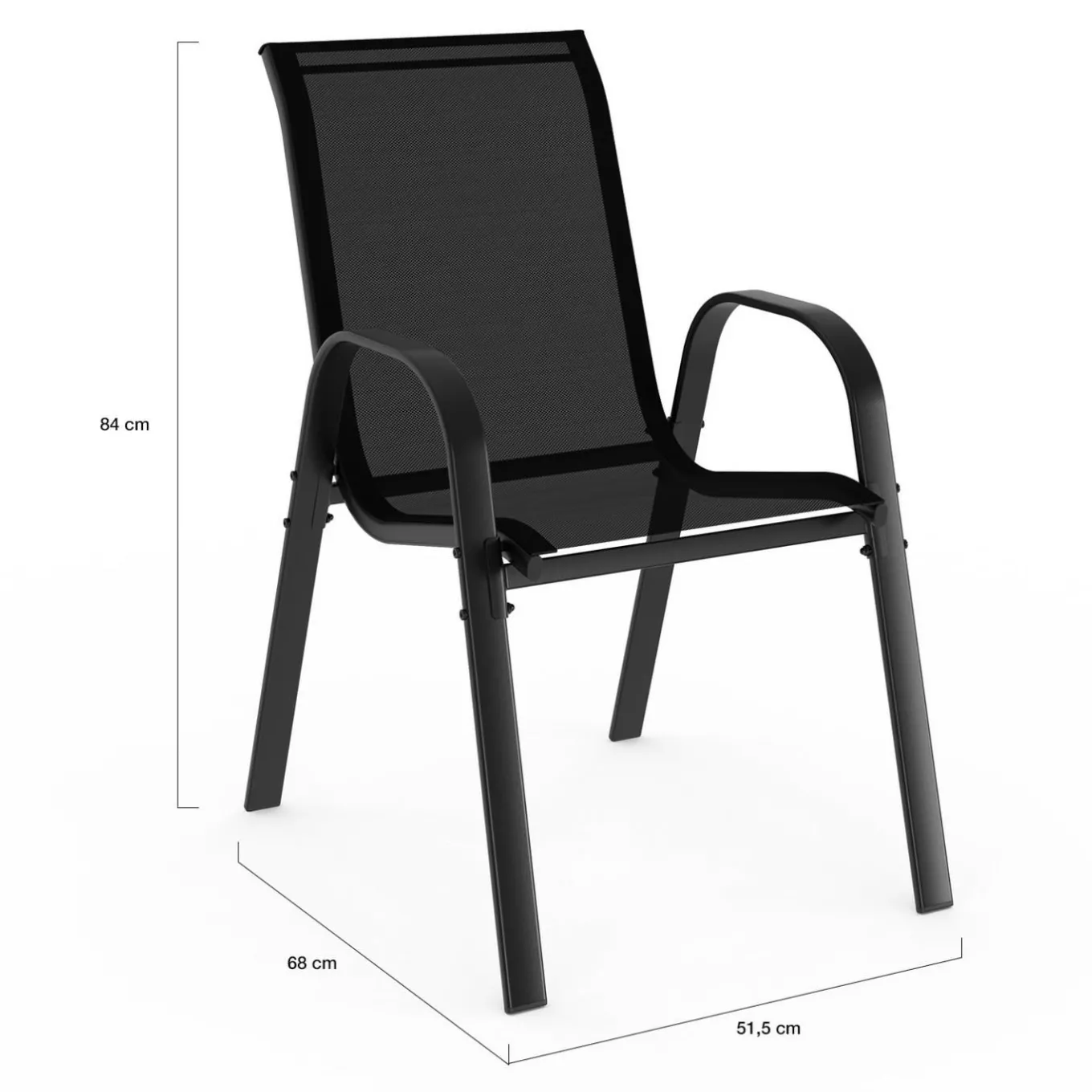 IDMarket Salon de jardin avec table 150 cm et 6 chaises empilables noir et acier* Salons De Jardin