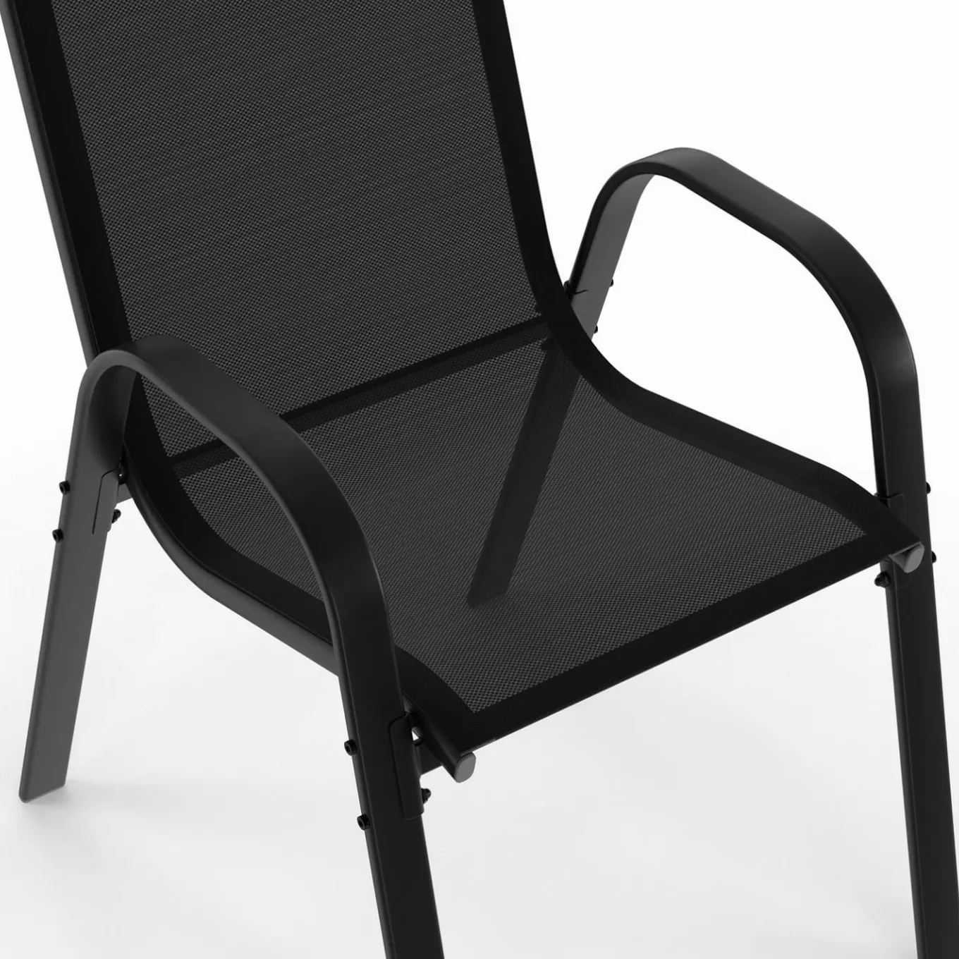 IDMarket Salon de jardin avec table 150 cm et 6 chaises empilables noir et acier* Salons De Jardin